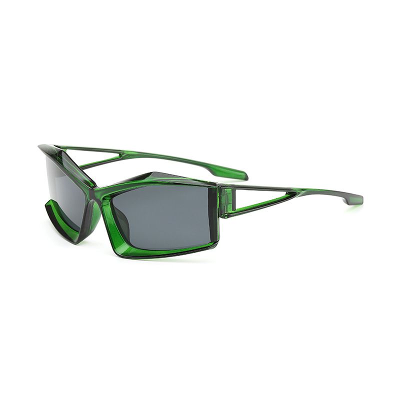 Fashion Gray Frame With Green Frame Pc Shaped Irregular Sunglasses