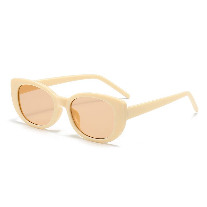 Fashion Beige Framed Tea Tablets Pc Cat Eye Large Frame Sunglasses
