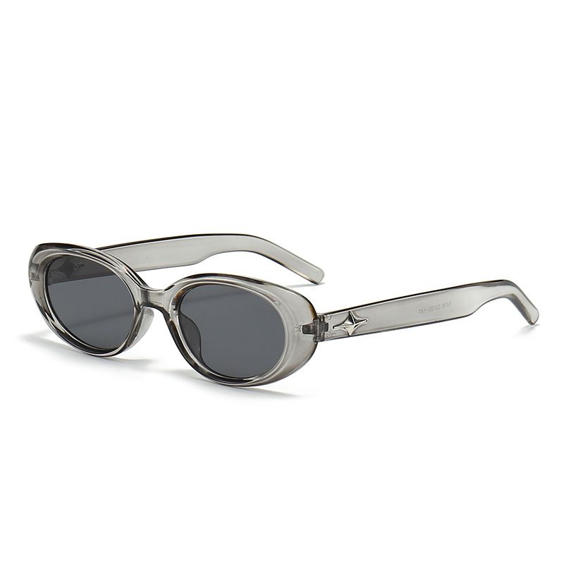 Fashion Gray Frame Black Gray Film Pc Oval Sunglasses