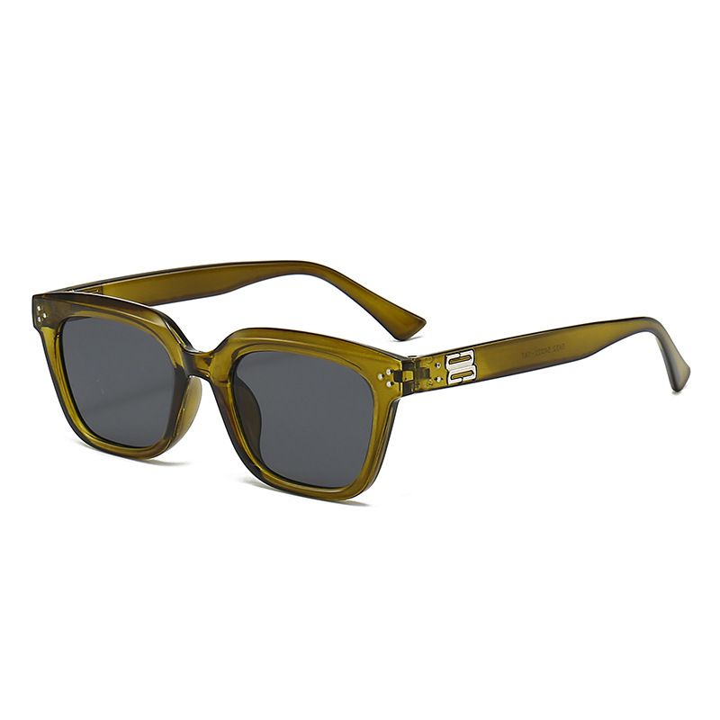 Fashion Green Frame Black Gray Film Pc Square Large Frame Sunglasses
