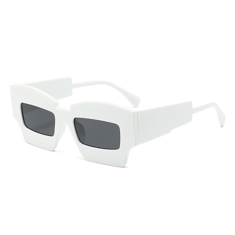 Fashion White Frame Black Gray Film Pc Square Small Frame Sunglasses