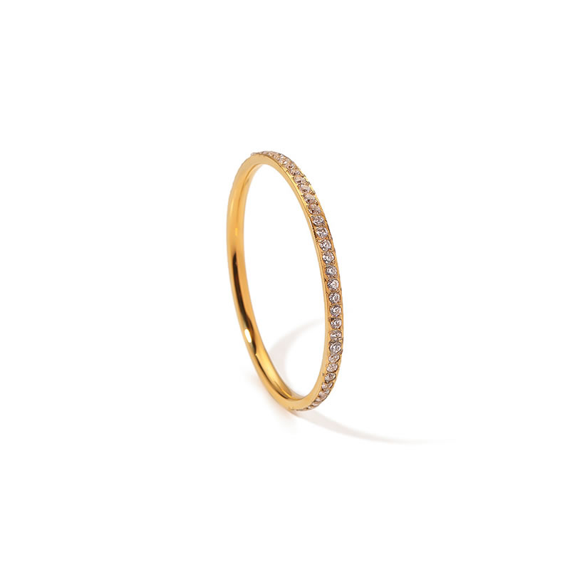 Fashion Gold Titanium Diamond Geometric Ring