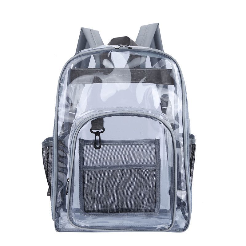 Fashion Regular Edition Trumpet Gray Pvc Transparent Large Capacity Backpack