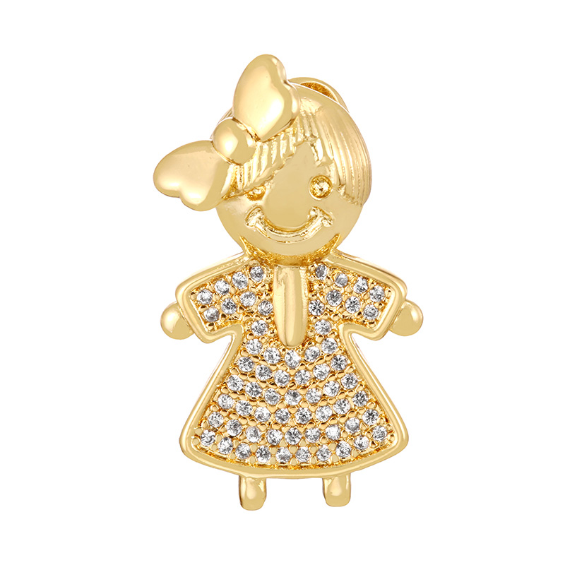 Fashion Golden 4 Copper Inlaid Zircon Girls Pendant Accessory