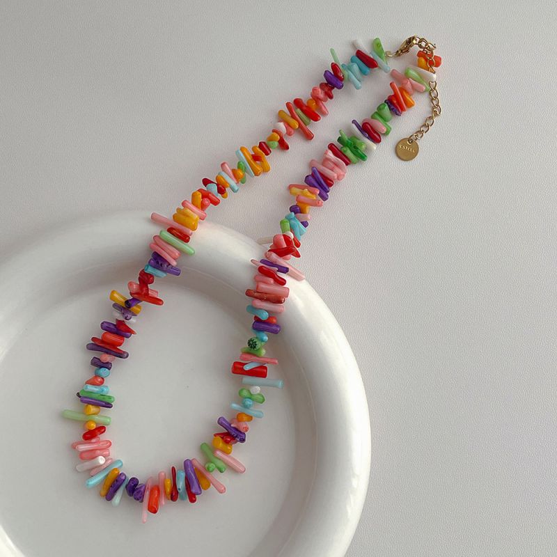 Fashion Colorful Coral Necklace Coral Rubble Bead Necklace