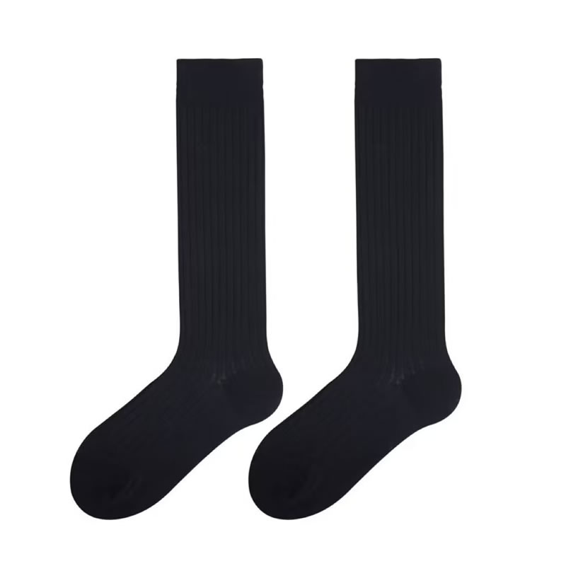 Fashion Black Cotton Vertical Stripe Socks