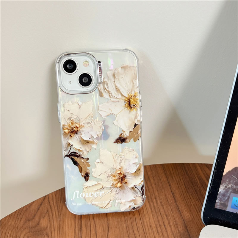 Fashion Colorful Silver Square Shell Shell Pattern Flower Three Yellow Flowers Colorful Silver Shell Pattern Flower Iphone Case
