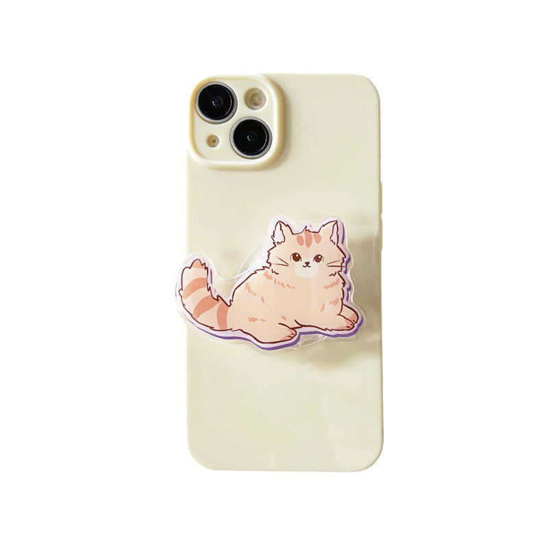 Fashion Tpu Yellow Material Shell + Cat Holder Tpu Cat Apple Phone Case