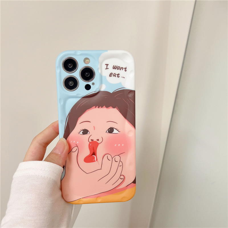 Fashion Pouting Girl On Blue Background Tpu Printing Apple Mobile Phone Case