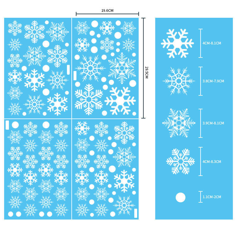 Fashion White Snowflakes (set Of Four) Pvc Christmas Printing Static Window Sticker