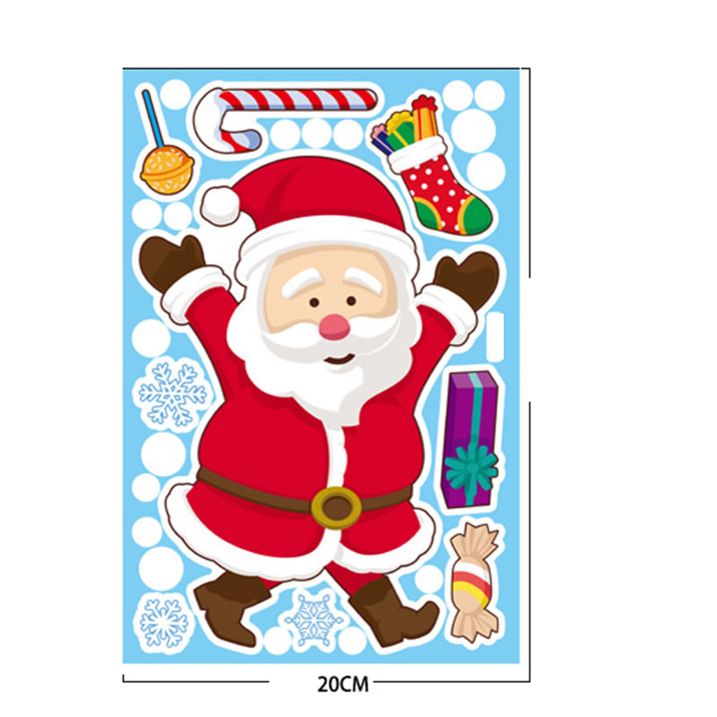 Fashion Santa Claus Pvc Christmas Printing Static Window Sticker