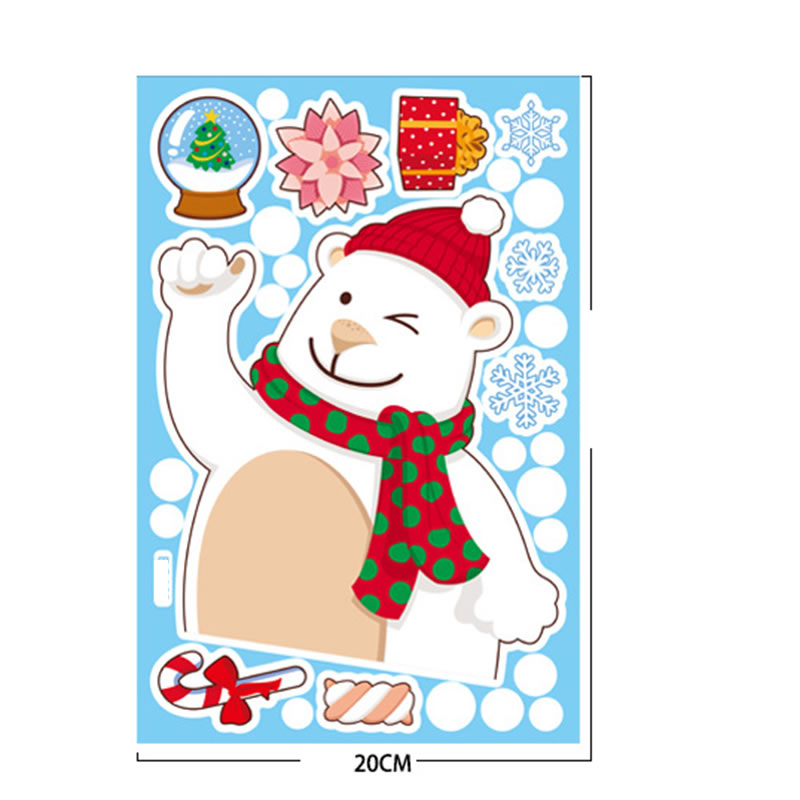 Fashion Little White Bear Pvc Christmas Printing Static Window Sticker