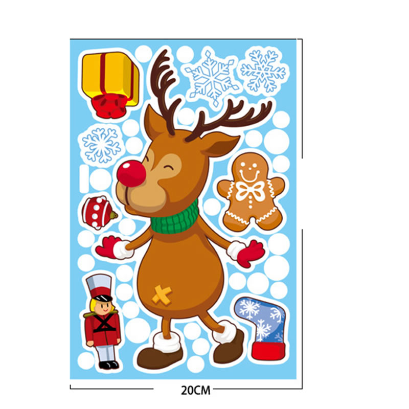 Fashion Christmas Elk Pvc Christmas Printing Static Window Sticker