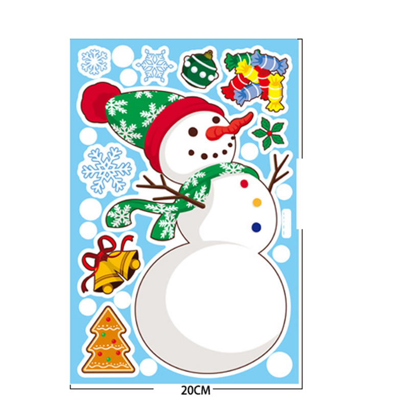 Fashion Christmas Snowman Pvc Christmas Printing Static Window Sticker