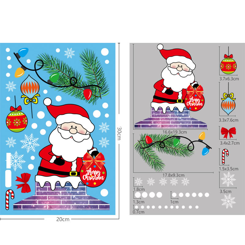 Fashion Christmas Chimney Pvc Christmas Printing Static Window Sticker