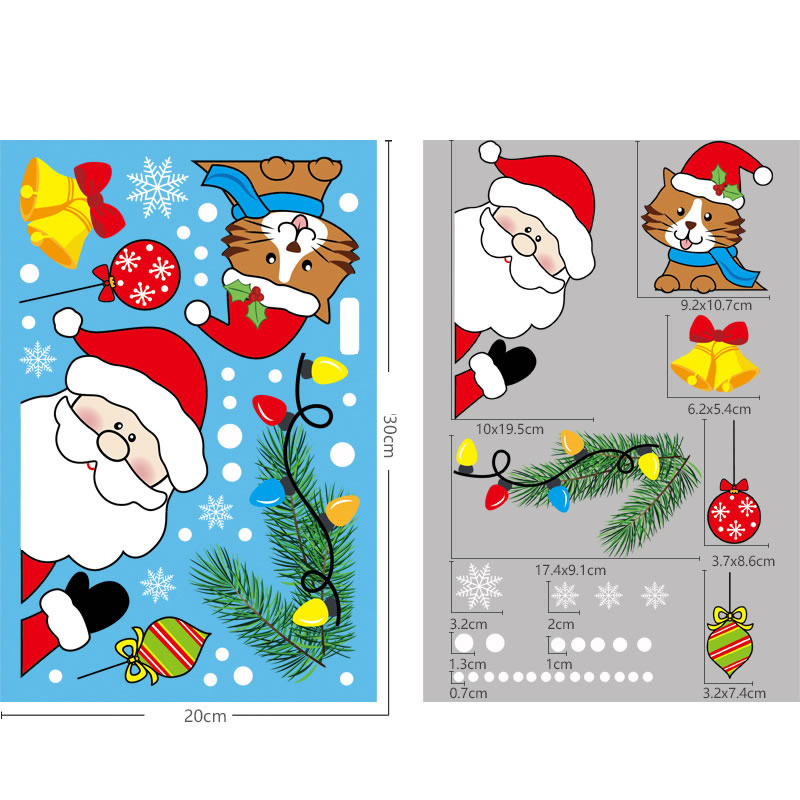Fashion Santa Claus Pvc Christmas Printing Static Window Sticker
