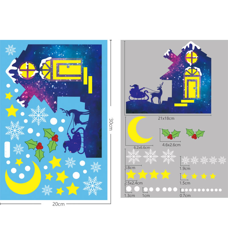 Fashion Moonlight Castle Pvc Christmas Printing Static Window Sticker