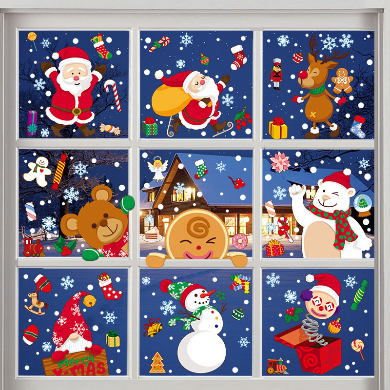 Fashion Main Picture Set Bq161-169 (9 Models In Total) Pvc Christmas Printing Static Window Sticker
