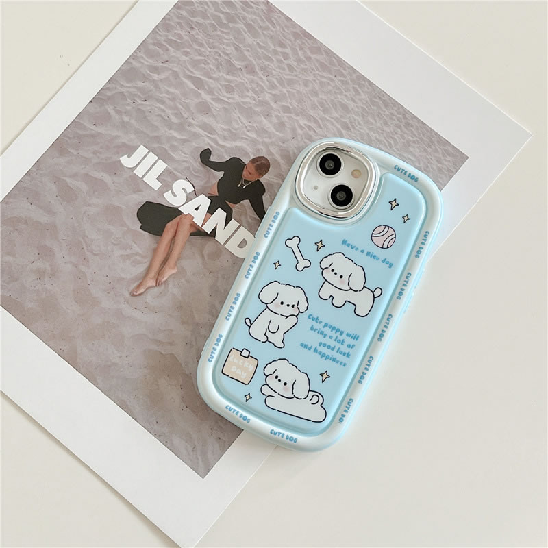 Fashion Blue Dog Tpu Printing Apple Mobile Phone Case
