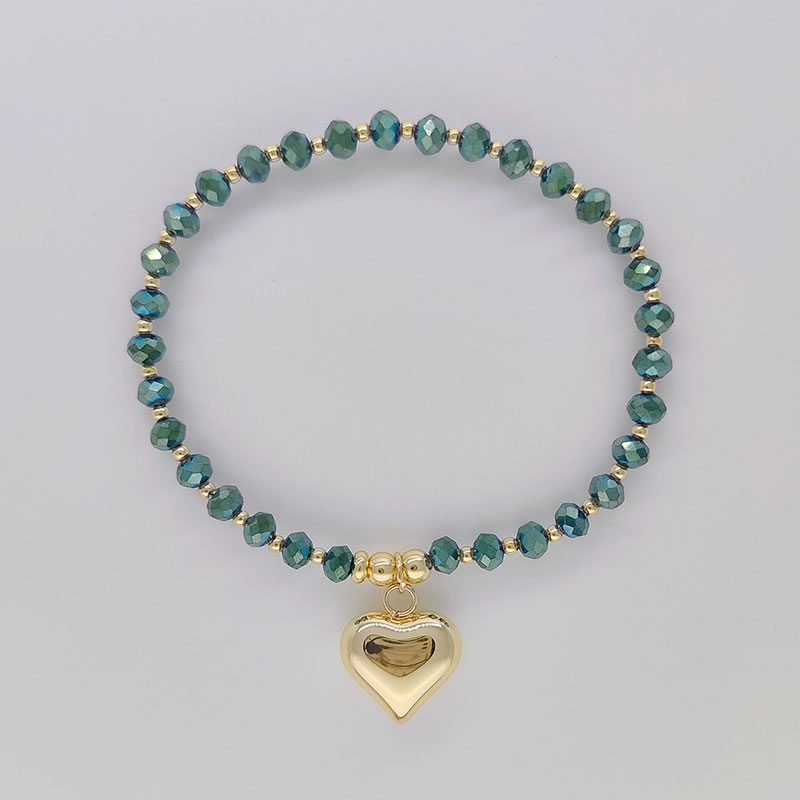 Fashion 12# Faceted Crystal Beaded Heart Bracelet