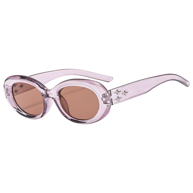 Fashion Transparent Purple Framed Tea Tablets Pc Cat Eye Oval Sunglasses