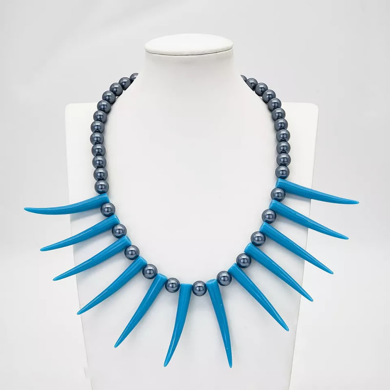 Fashion 12# Horn Pearl Beaded Necklace