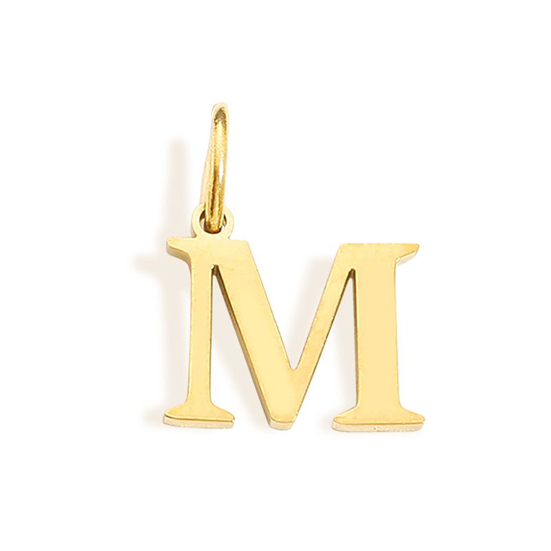 Fashion M-gold Stainless Steel 26 Letters Diy Pendant