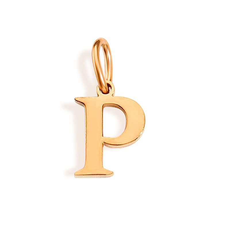 Fashion P-rose Gold Stainless Steel 26 Letters Diy Pendant
