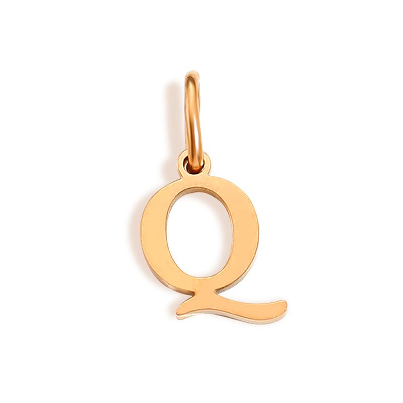 Fashion Q-rose Gold Stainless Steel 26 Letters Diy Pendant