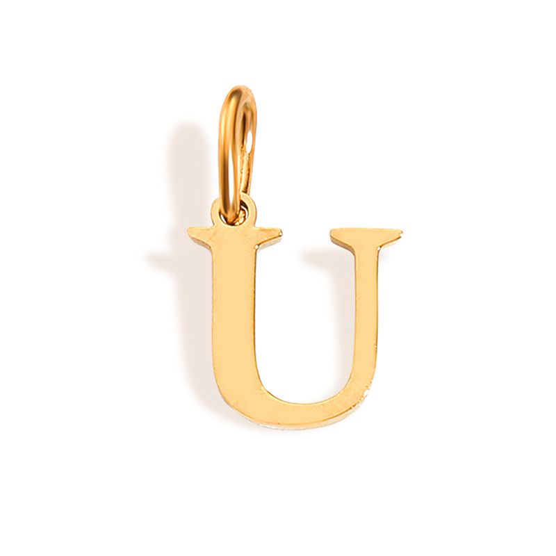 Fashion U-rose Gold Stainless Steel 26 Letters Diy Pendant