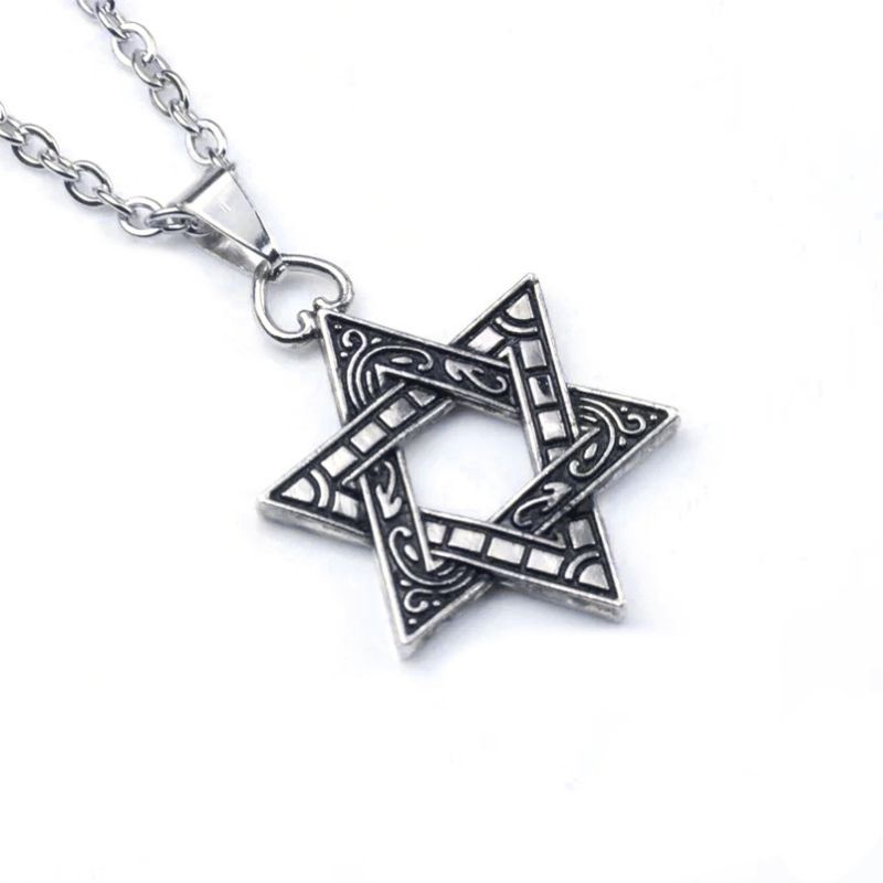 Fashion Hexagram Cross Chain Men's Stainless Steel Hexagram Necklace