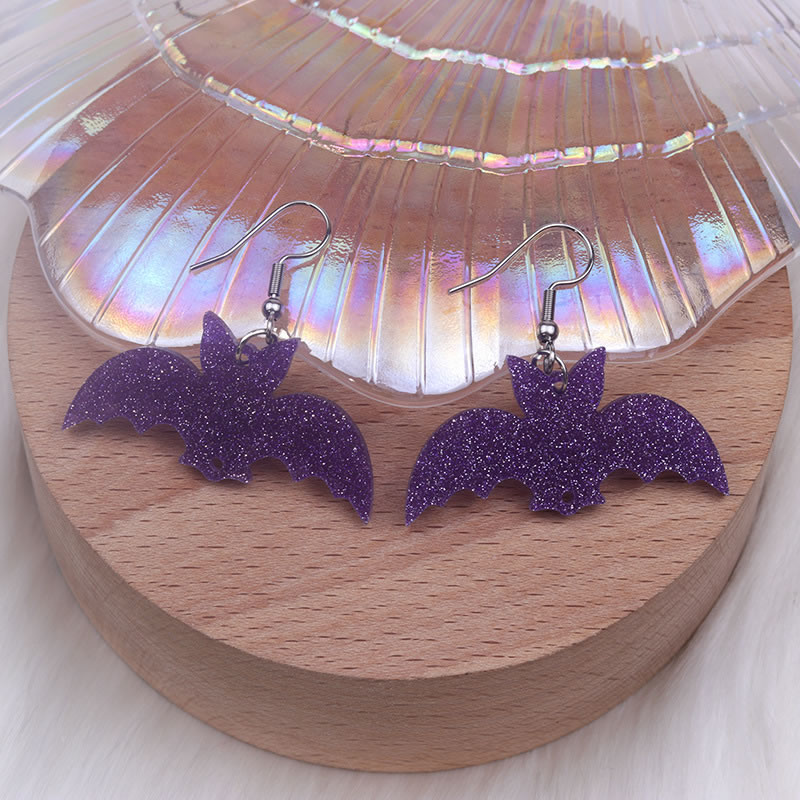 Fashion Purple Bat Acrylic Bat Earrings