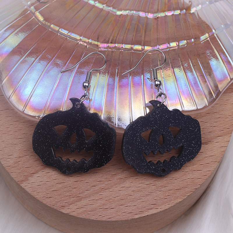 Fashion Black Pumpkin Acrylic Pumpkin Earrings