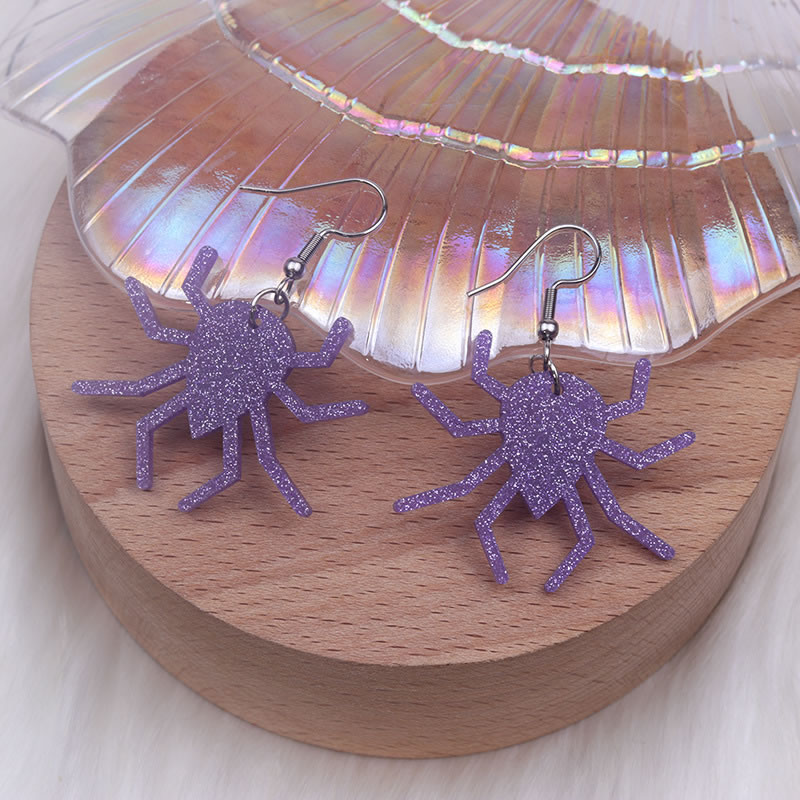 Fashion Purple Spider Acrylic Spider Earrings