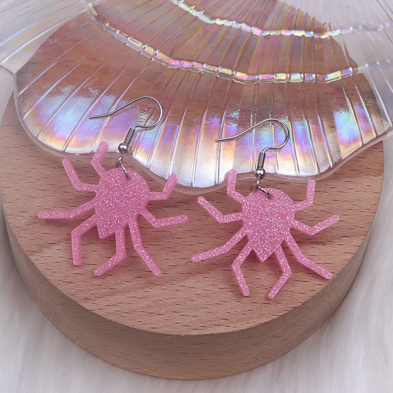 Fashion Pink Spider Acrylic Spider Earrings