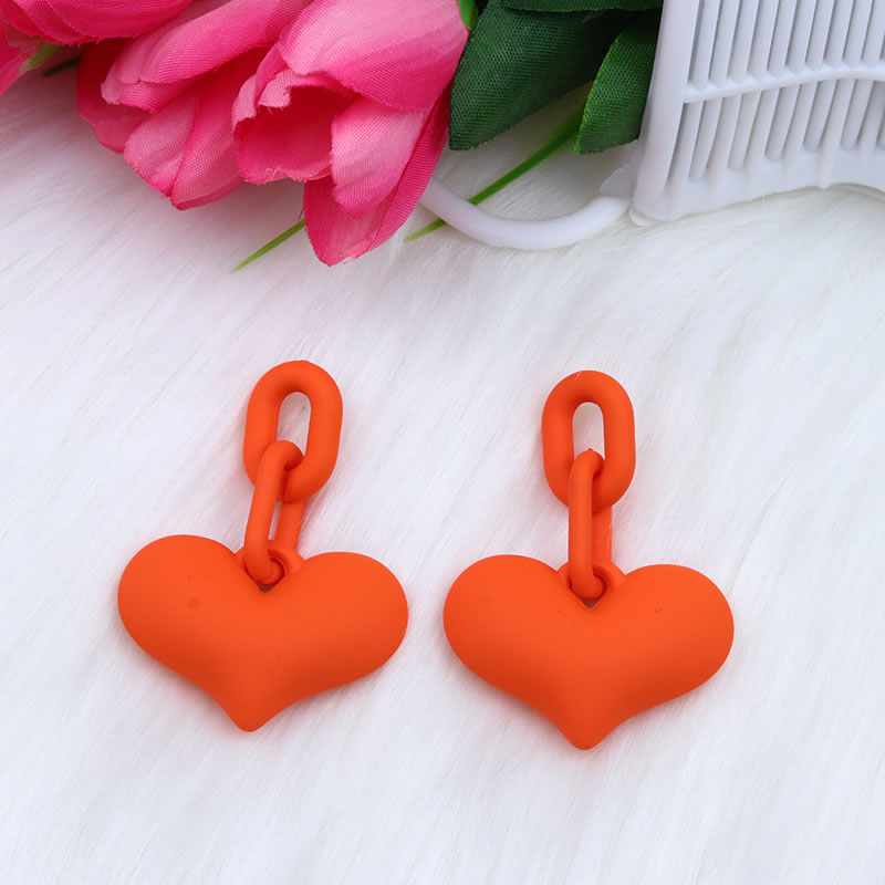 Fashion Orange Acrylic Heart Chain Earrings