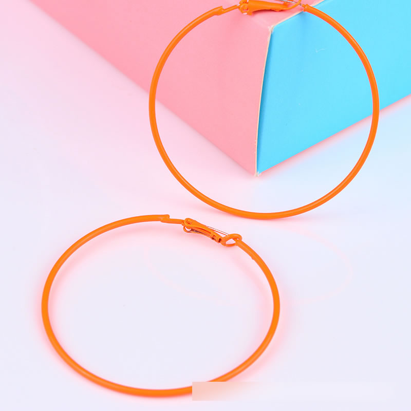 Fashion Orange Acrylic Painted Round Earrings