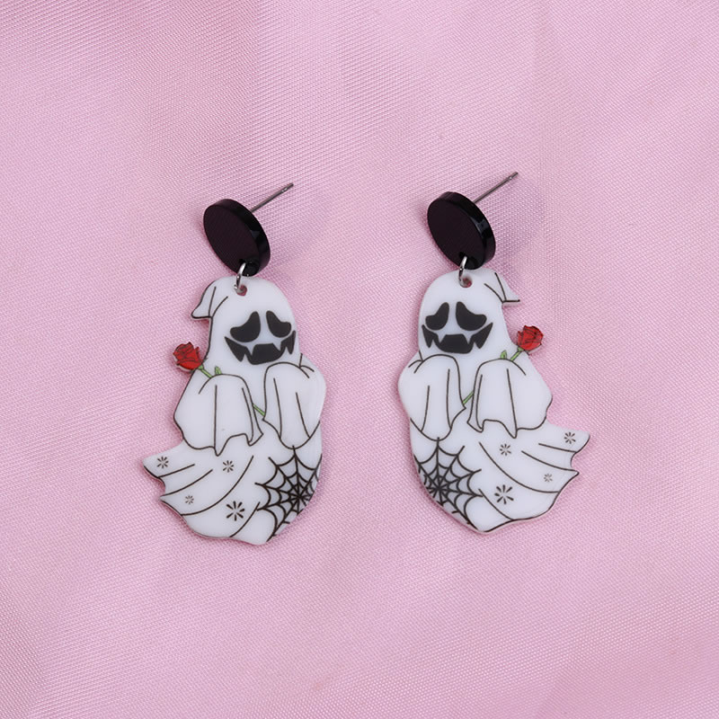 Fashion Rose Ghost Acrylic Rose Ghost Earrings