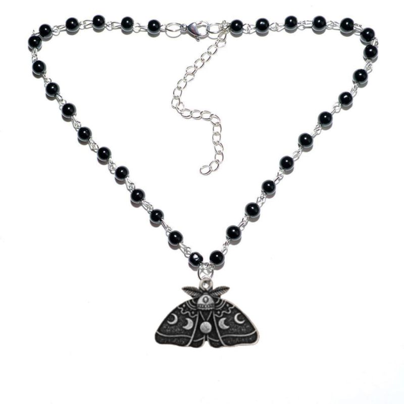 Fashion 1# Alloy Ball Chain Moth Necklace