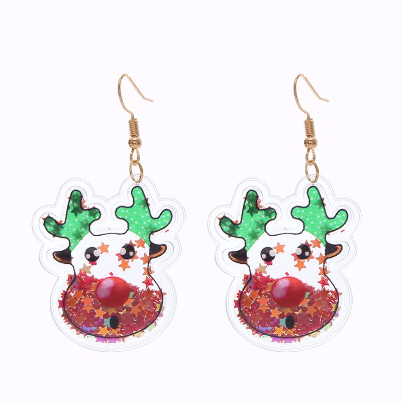 Fashion Christmas Deer Earhooks Pvc Quicksand Star Christmas Earrings