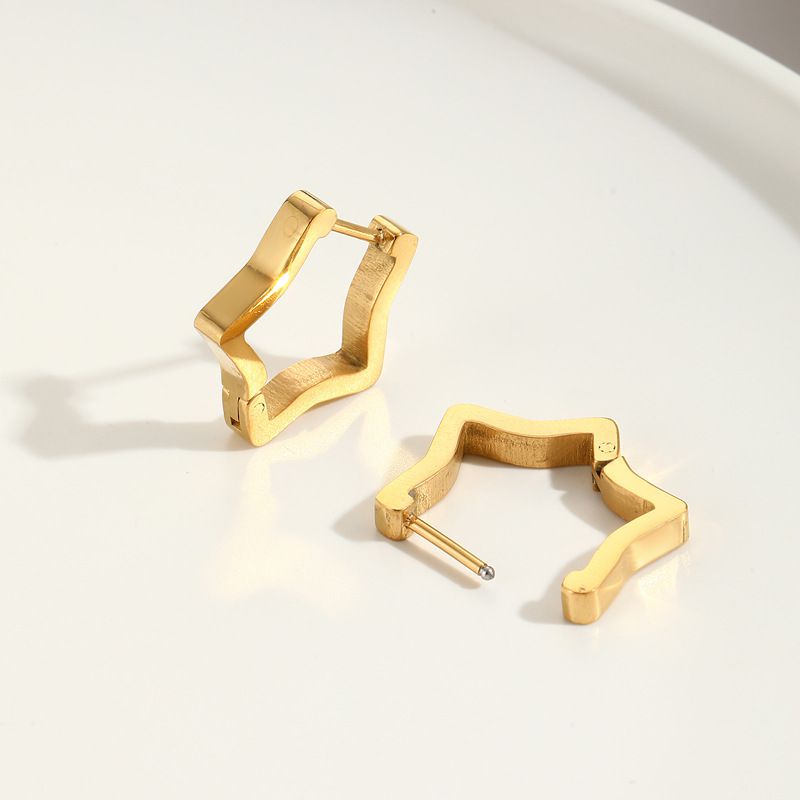 Fashion Gold Stainless Steel Star Earrings