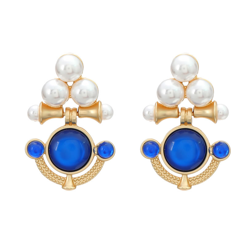 Fashion Blue Alloy Resin Geometric Stud Earrings
