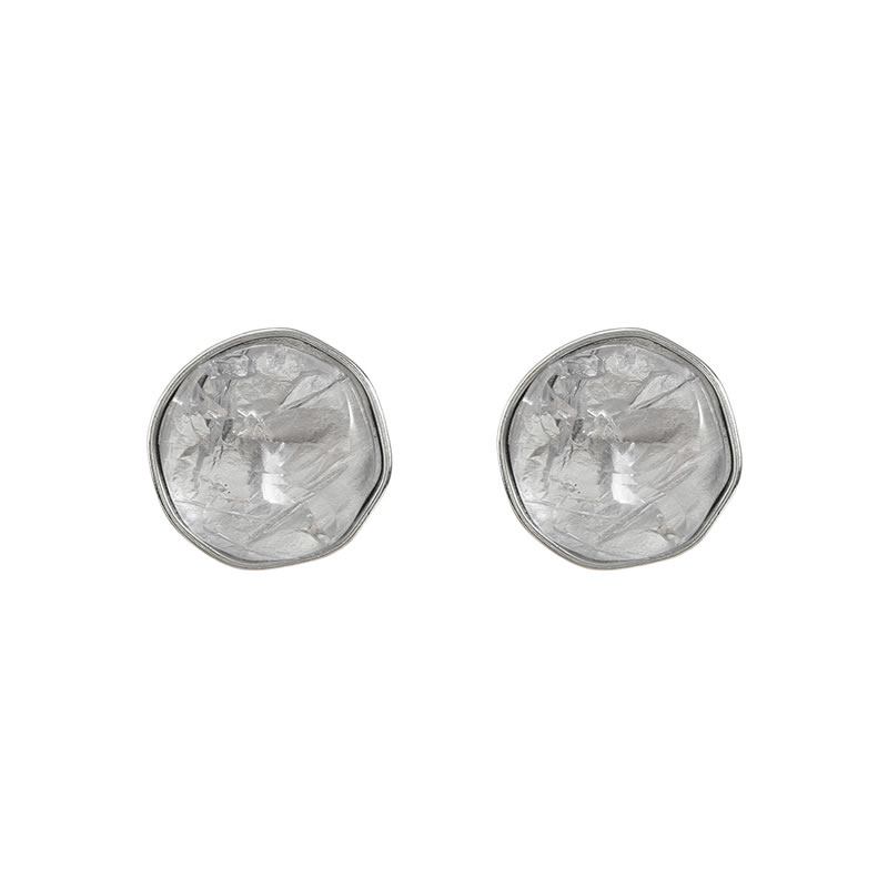 Fashion Silver Alloy Coin Round Stud Earrings