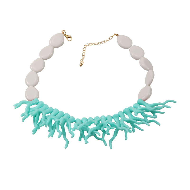 Fashion Blue Alloy Geometric Coral Necklace