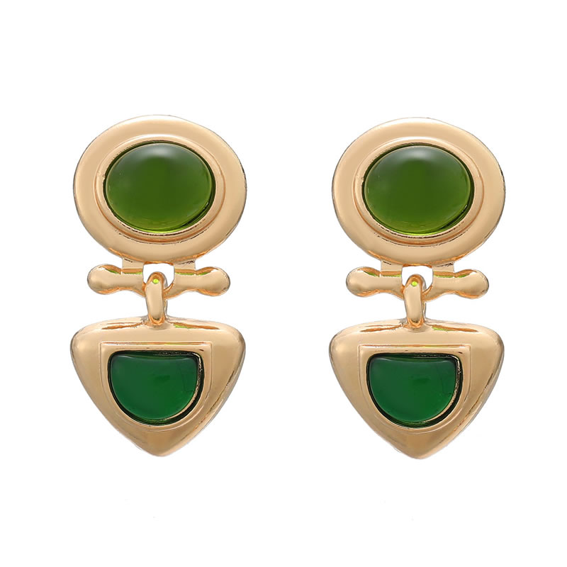 Fashion Green Alloy Resin Geometric Stud Earrings