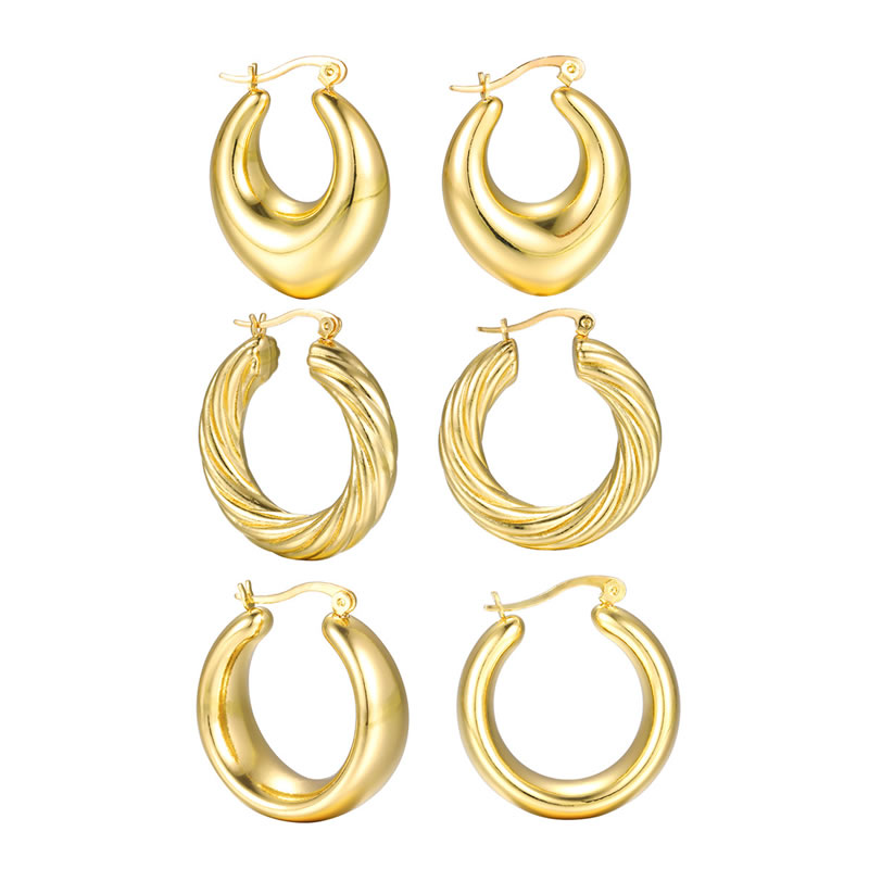 Fashion 1# Metal Geometric Circle Earring Set