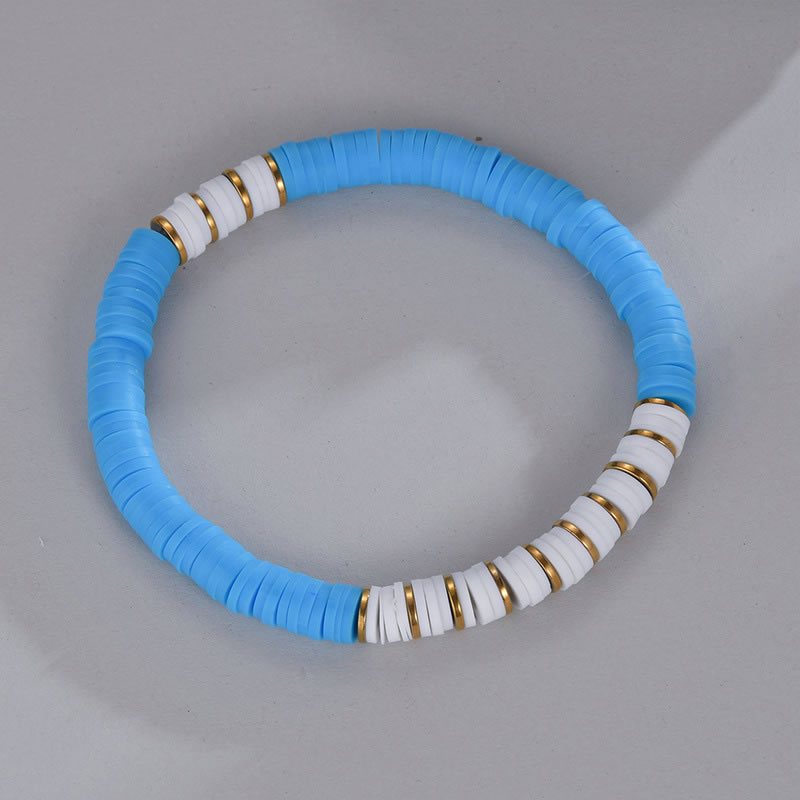 Fashion Blue Multicolored Clay Panel Beaded Bracelet