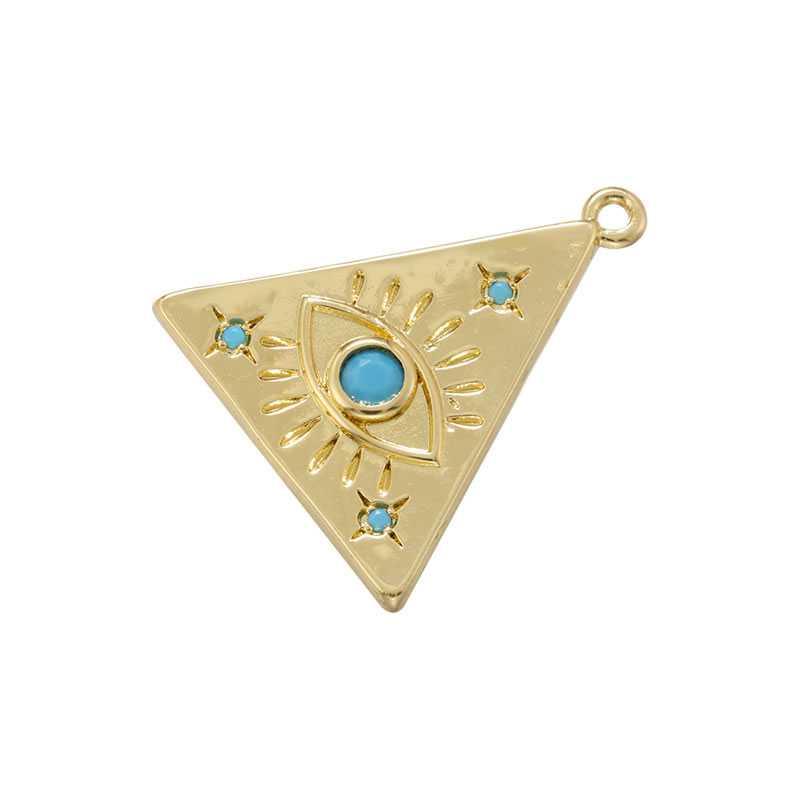 Fashion Golden Triangle Devil Eye Copper Mounted Blue Pine Eye Triangle Pendant Accessory