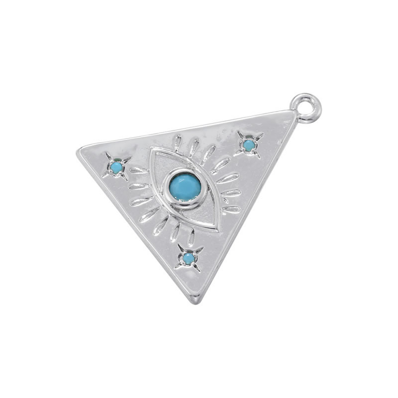 Fashion Platinum Triangular Devil Eye Copper Mounted Blue Pine Eye Triangle Pendant Accessory