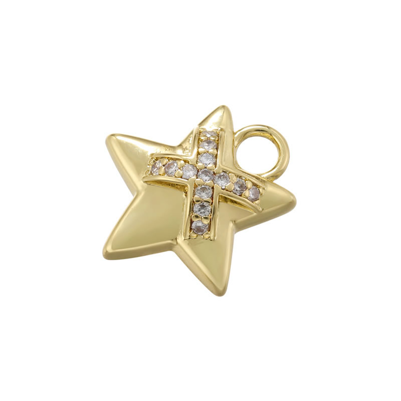 Fashion Golden Five-pointed Star Brass Diamond Star Pendant Accessories